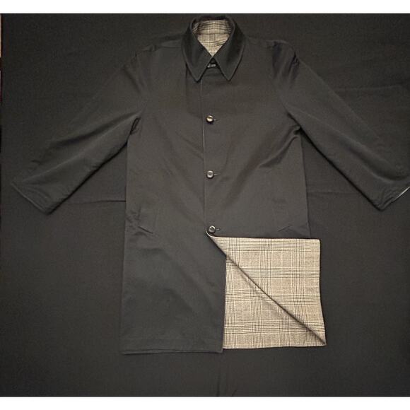 JC Cording & Co. Reversible Raglan Coat Men 38 M-Glen Plaid Wool/Black Vintage - Picture 9 of 16